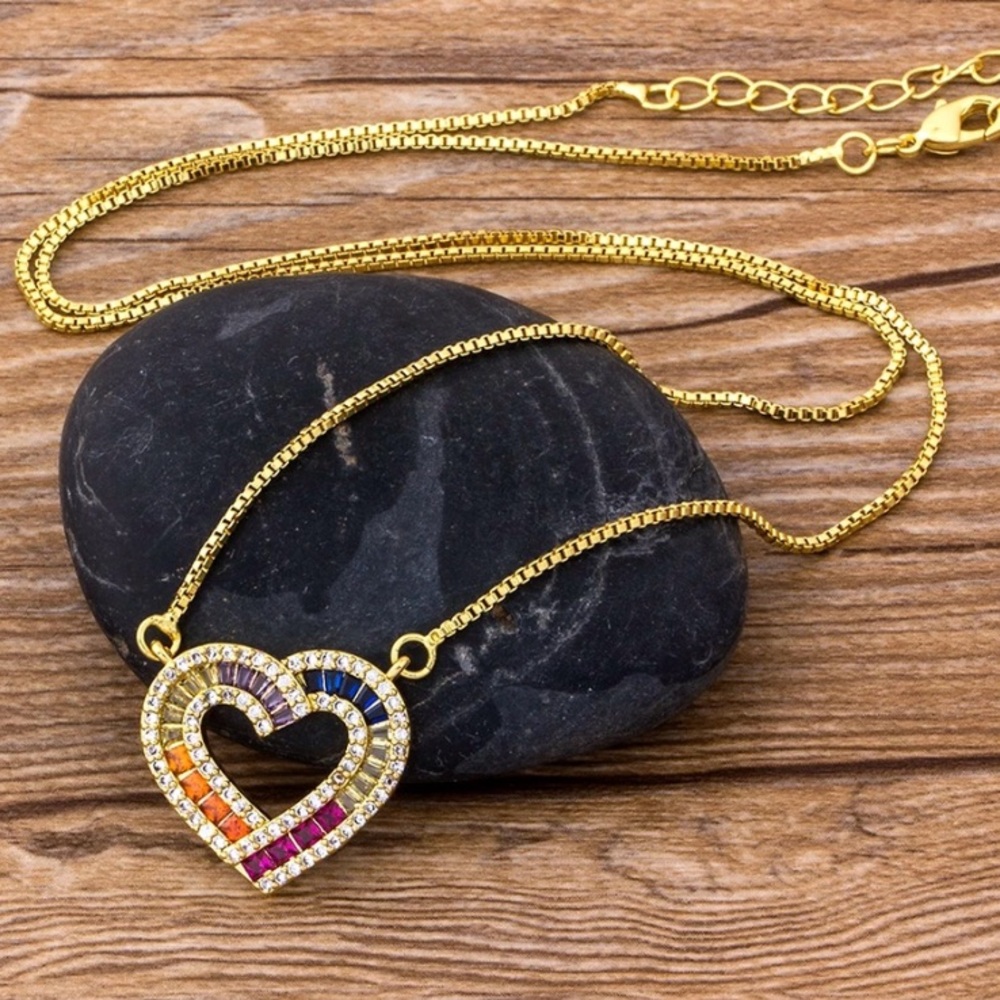 Beautiful Rainbow Heart Necklace - Picture 2 of 5